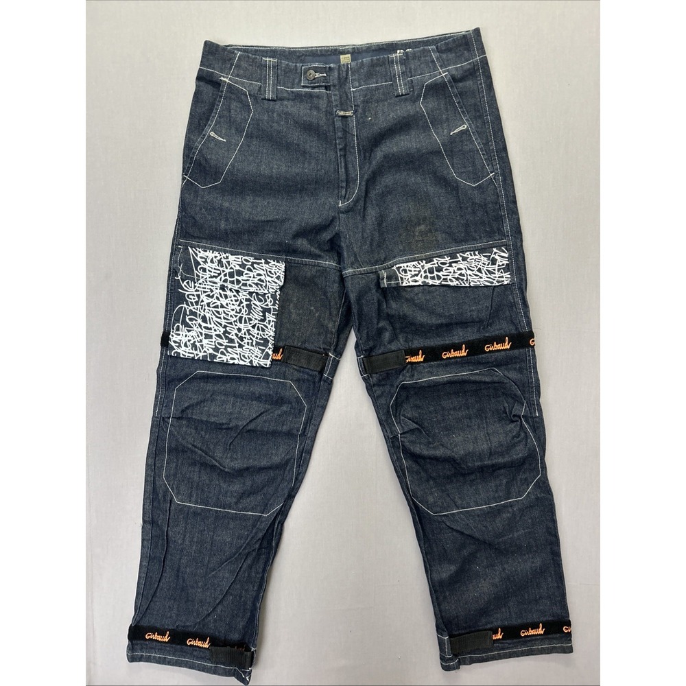 Marithé + François Girbaud Men's Blue Dark Wash Wide-Leg Relaxed Jeans 38x34 Y2K